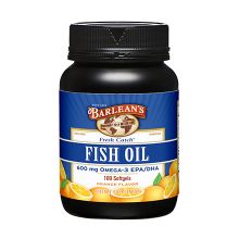 Barlean's, Fresh Catch, Fish Oil Supplement, Omega-3 EPA/DHA, Orange Flavor, 600 mg, 100 Softgels 