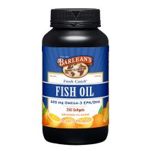 Barlean's, Fresh Catch, Fish Oil Supplement, Omega-3 EPA/DHA, Orange Flavor, 600 mg, 250 Softgels