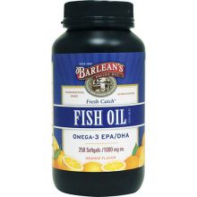 Barlean's, Fresh Catch, Fish Oil Supplement, Omega-3 EPA/DHA, Orange Flavor, 1000 mg, 250 Softgels