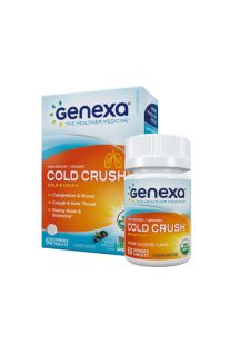 Genexa, Cold Crush for Adult, Organic Cold & Cough, Organic Acai Berry Flavor, 60 Chewable Tablets