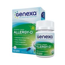 Genexa, Allergy-D for Adult, Organic Allergy & Decongestant, Organic Acai Berry Flavor, 60 Chewable Tablets