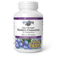 Natural Factors, BlueRich Super Strength Blueberry Concentrate, 500 mg, 90 Softgels