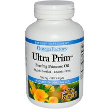 Natural Factors, Omega Factors, Ultra Prim, 月見草油, 500 mg, 180粒