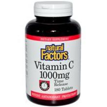 Natural Factors, 長效型維他命C, 1000 mg, 180片.