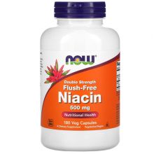 Now Foods, Flush-Free Niacin, Double Strength, 500 mg, 180 Veg Capsules.