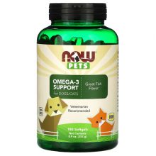 Now Foods, Pets, Omega-3 Support Dog & Cat Supplement, 180 count