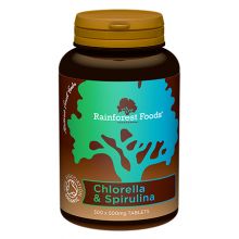 Rainforest Foods Organic Chlorella and Spirulina 500mg 300 Tablets